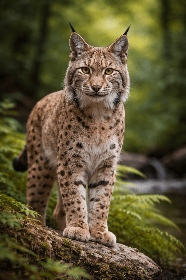 Rys w lesiepelnym-mchu