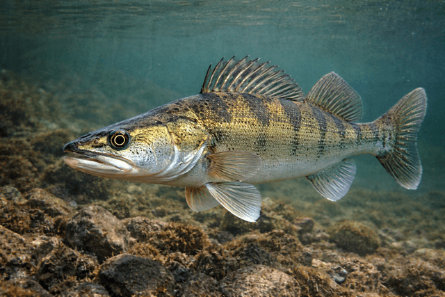 Sandacz w toni jeziora