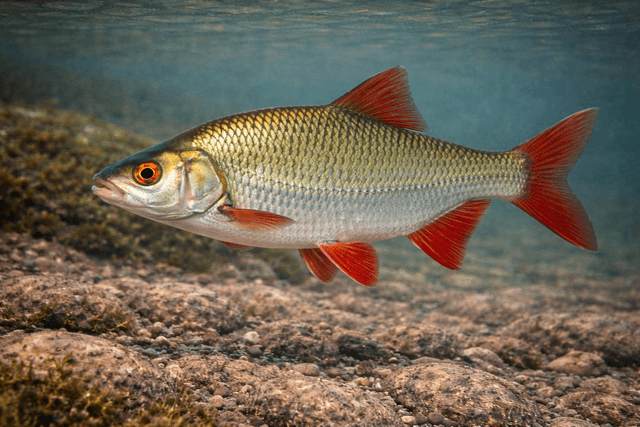 Krasnopióra w rzece Krutynia