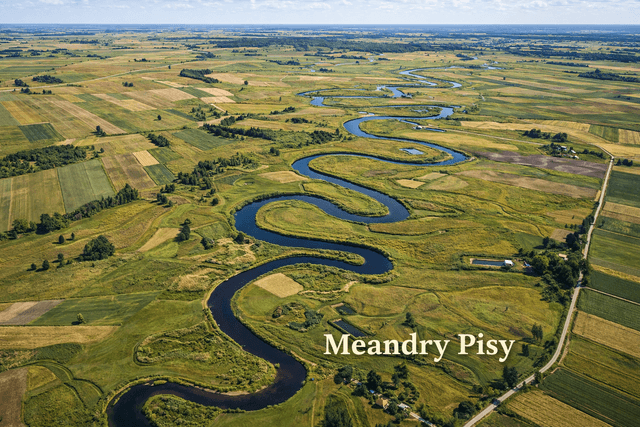 Meandry Pisy wzdłuż żyznych pól